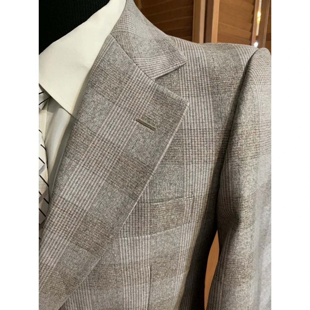 Vtg 70s JCPenney Contemporary Classics Gray Red Blue Plaid Sports Coat 40R